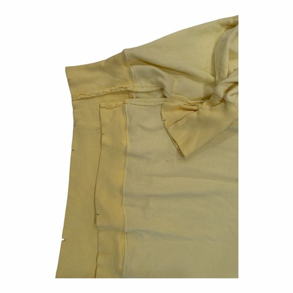Free People Yellow Cropped Crewneck Sweatshirt Raw Hem Distressed Pullover Top M - Picture 2 of 8